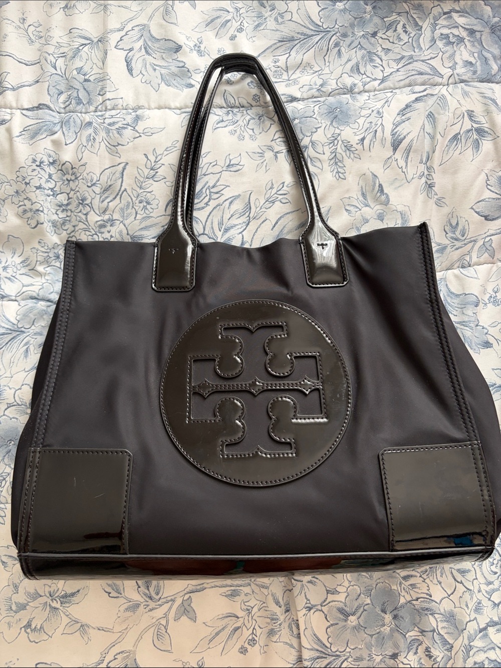 Tory Burch Black Ella Logo Tote